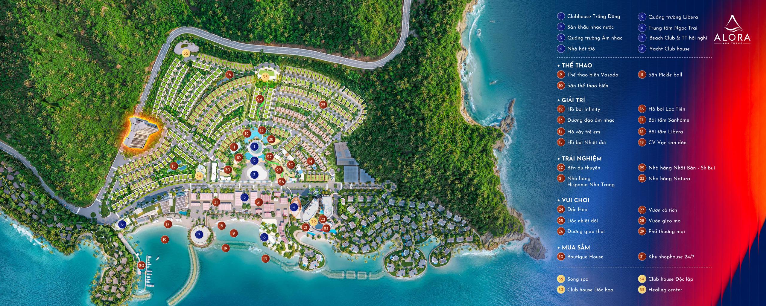 Tổng mặt bằng tiện ích Alora Nha Trang